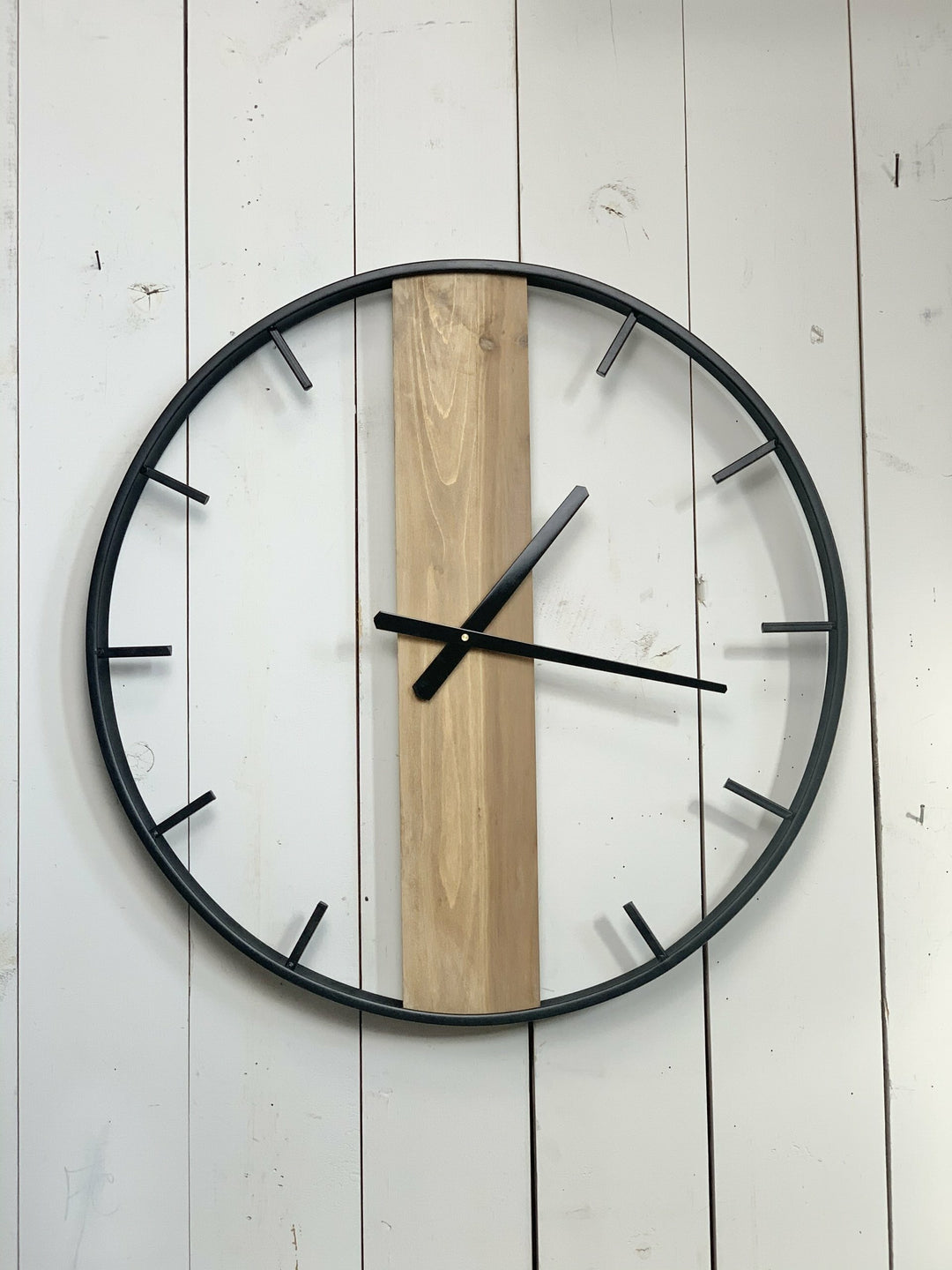 Industrial Metal and Wood Wall Clock