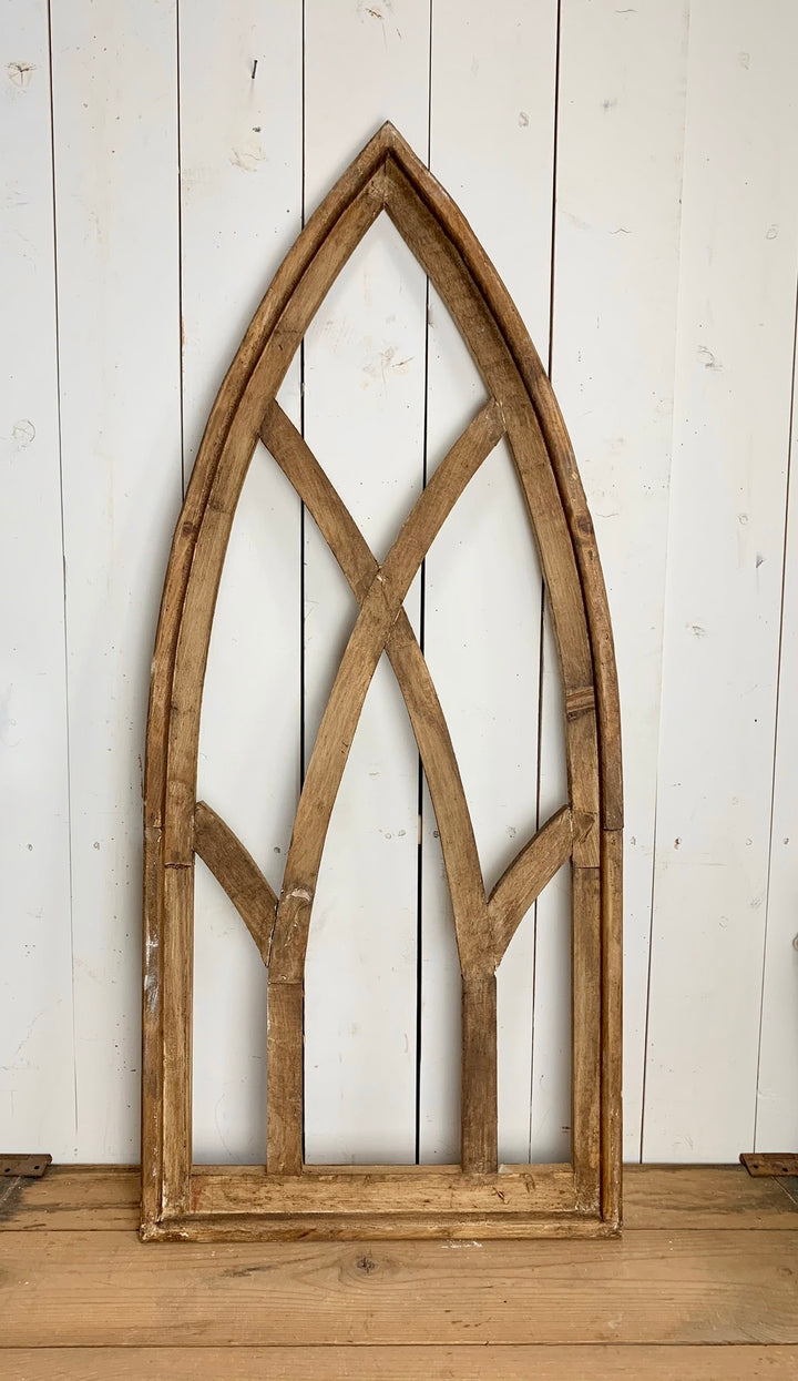 Large Brown Distressed Pointed Church Window