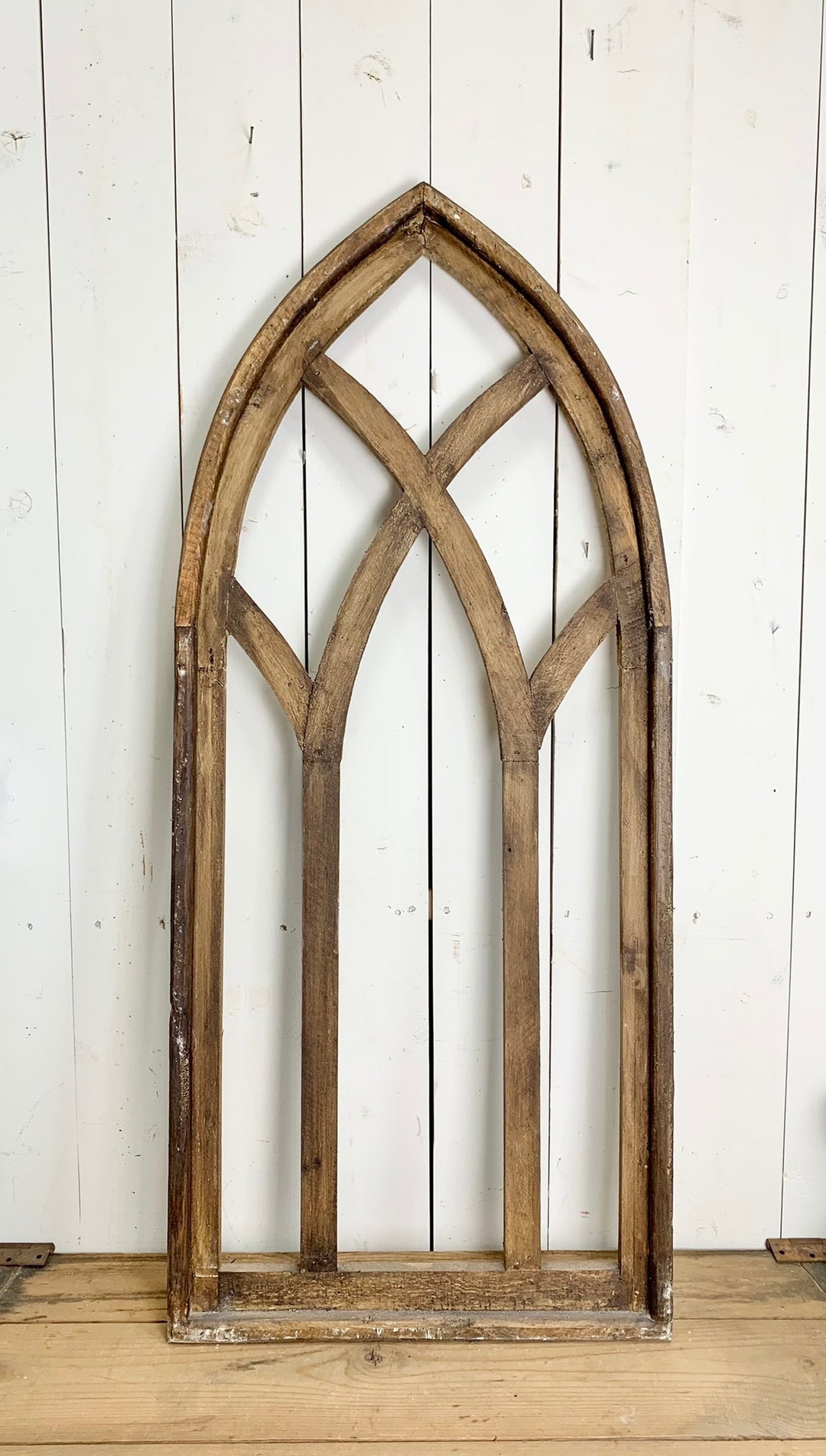 Large Brown Distressed Rounded Church Window