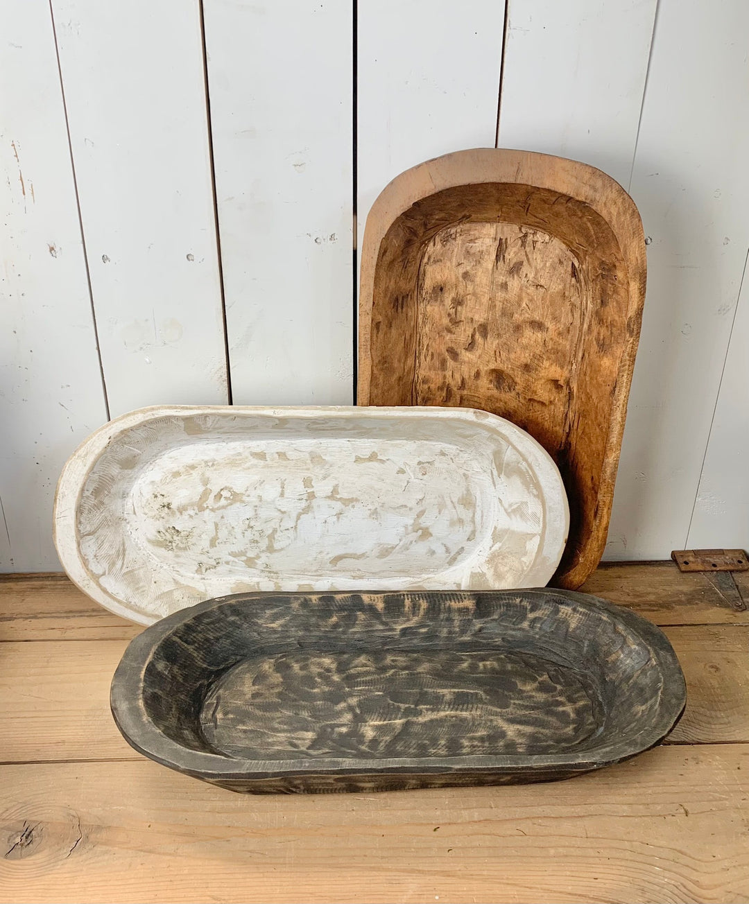 Large Oblong Wooden Dough Bowls