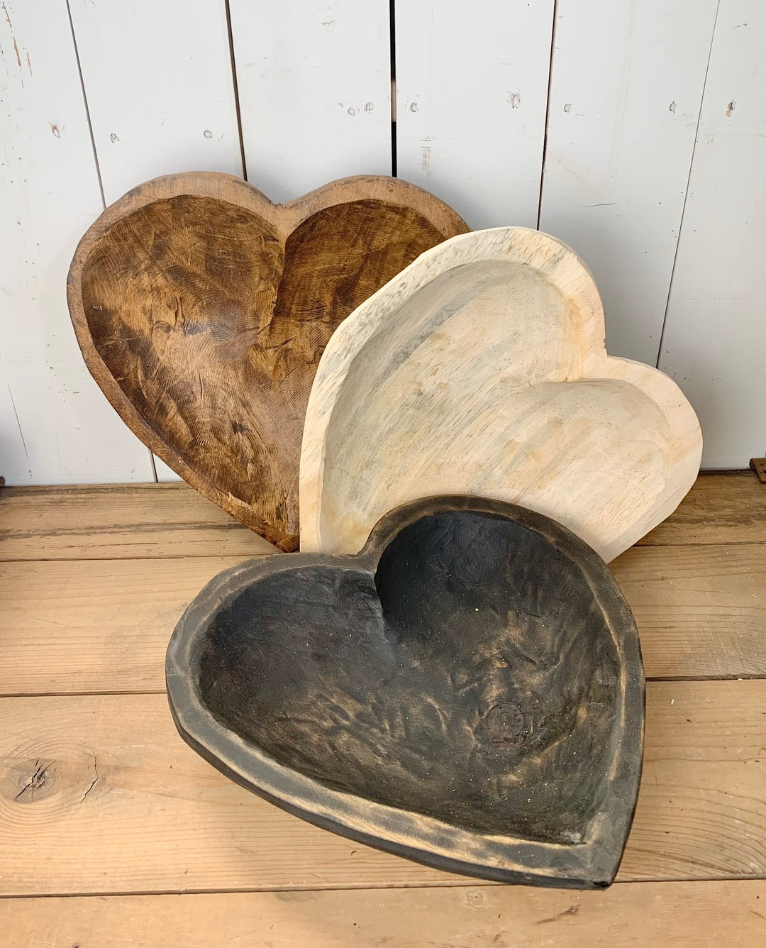 Large Wooden Heart Shaped Dough Bowls