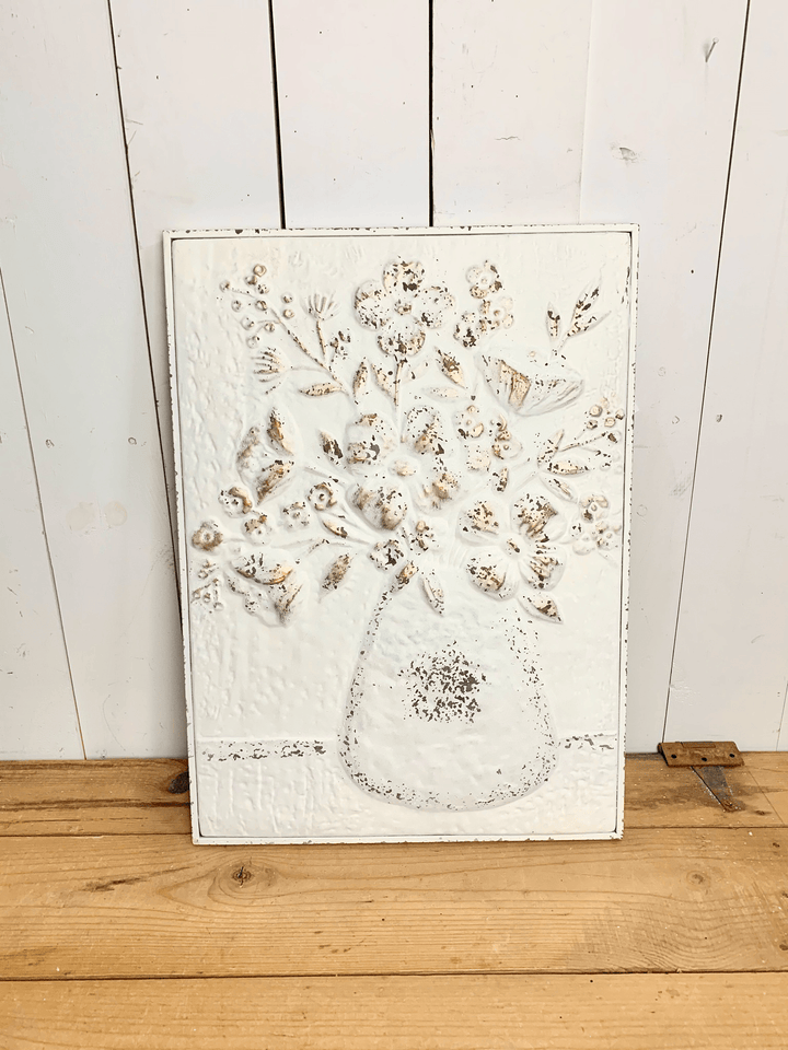 Metal and Embossed Floral Wall Art