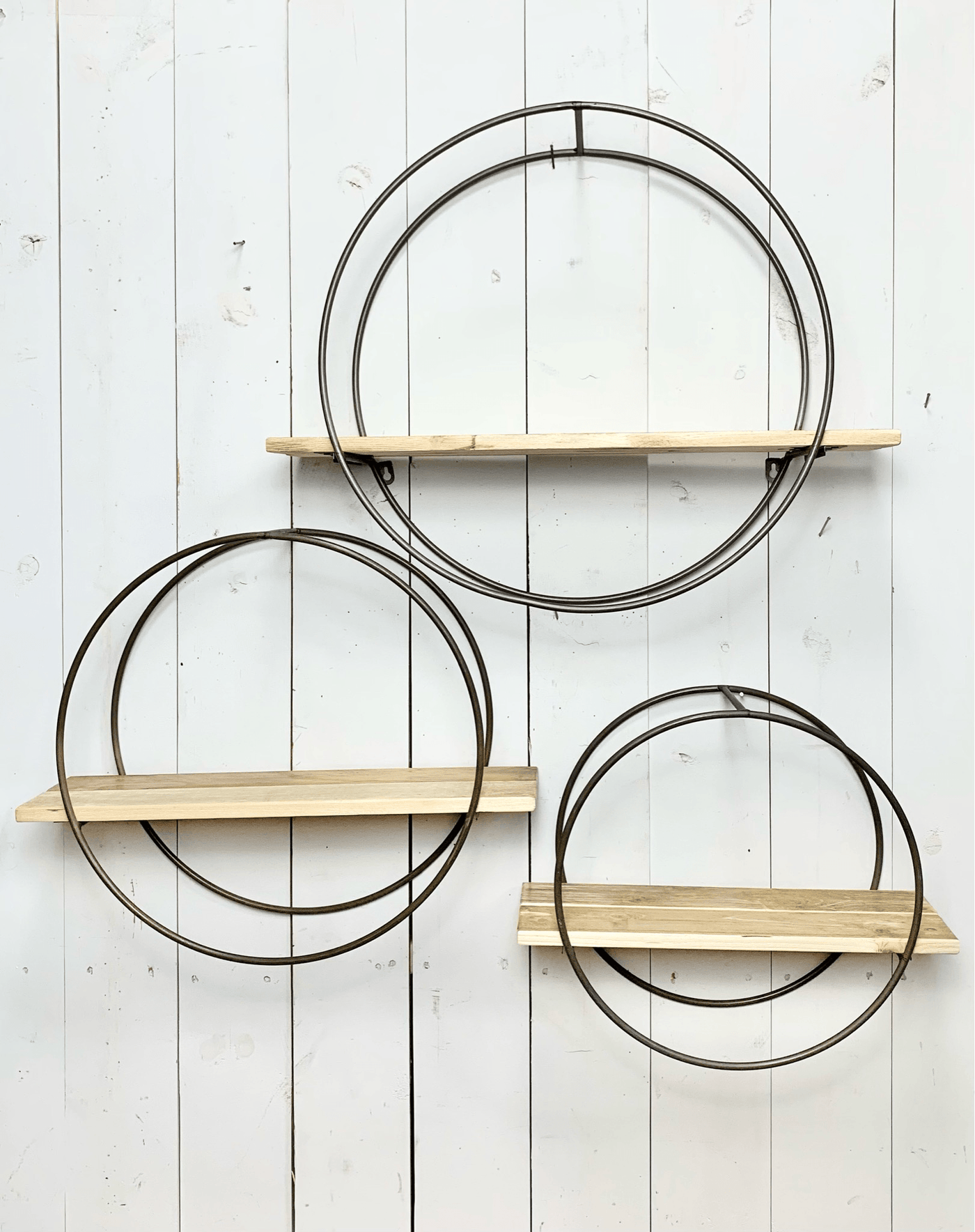 Natural Wood Circle Shelves