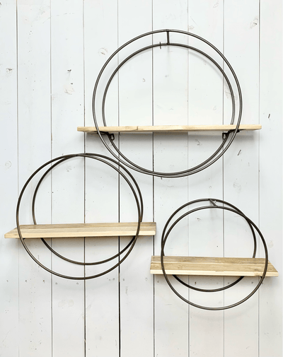 Natural Wood Circle Shelves