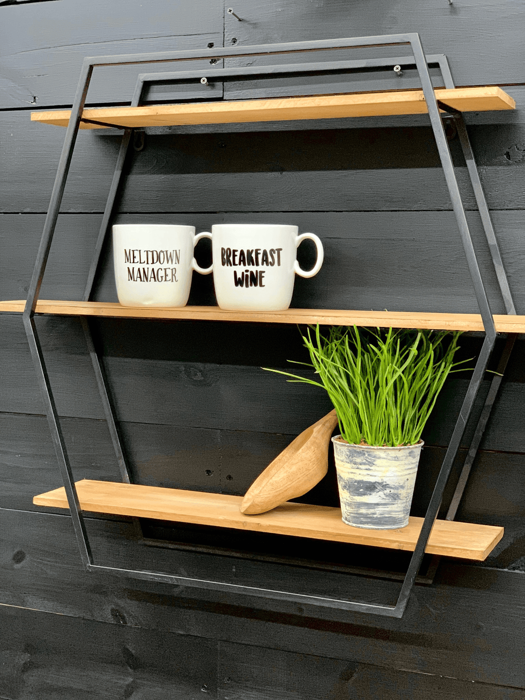 Natural Wood Hexagon Shelf