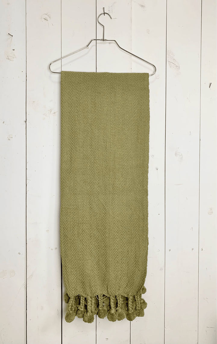 Olive Green Cotton Throw