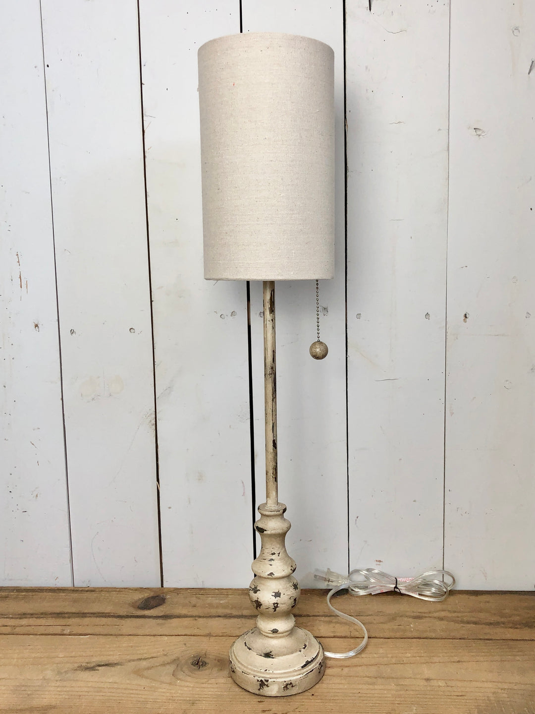 Skinny Cream Distressed Lamp