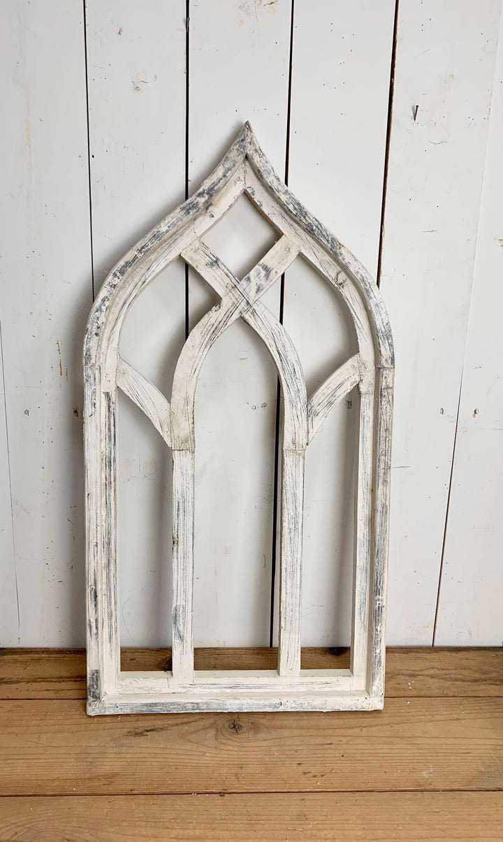 White Distressed Pointed Church Window