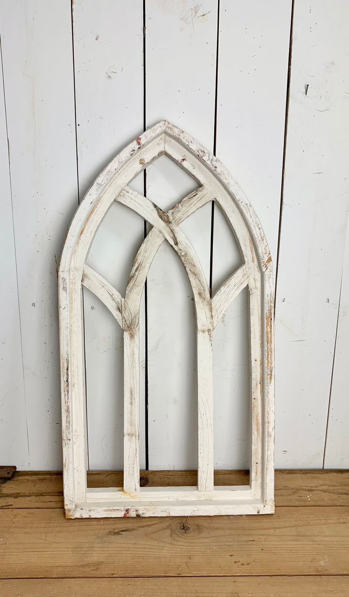 White Distressed Rounded Church Window