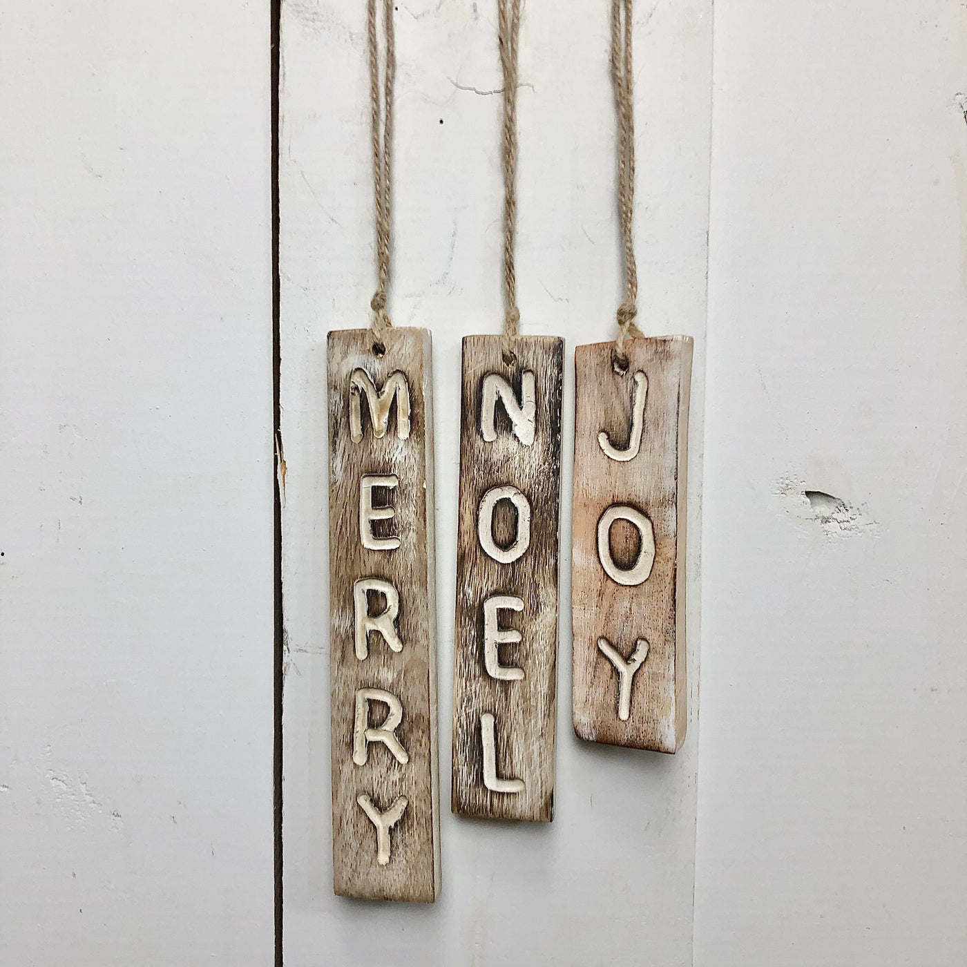 Wooden Distressed Holiday Ornaments