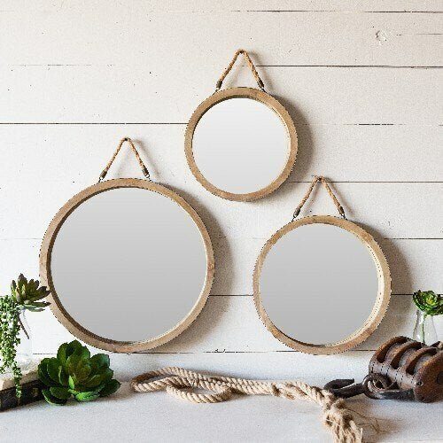 Wood Framed Mirrors Set of three