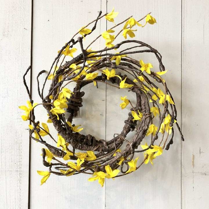 Yellow Forsythia Small Candle Ring - 4.5"