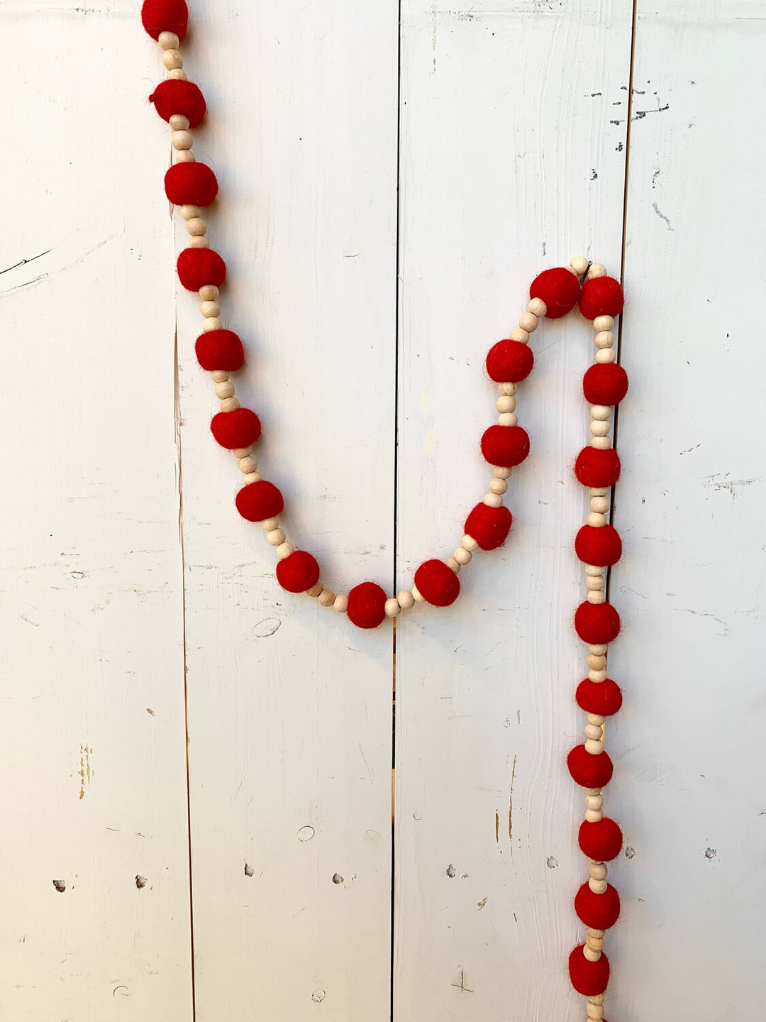 Red and Natural Wool Felt Valentine Garland