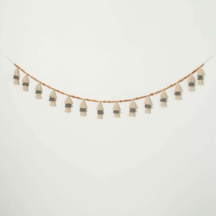 Cream and Grey Tassel Garland