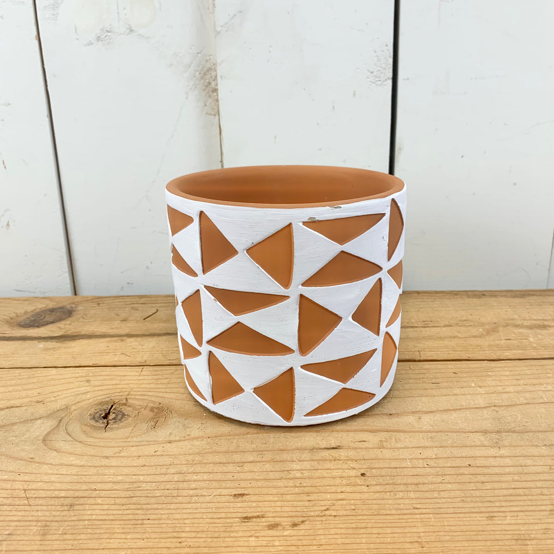 Geometric Distressed Terracotta Pots