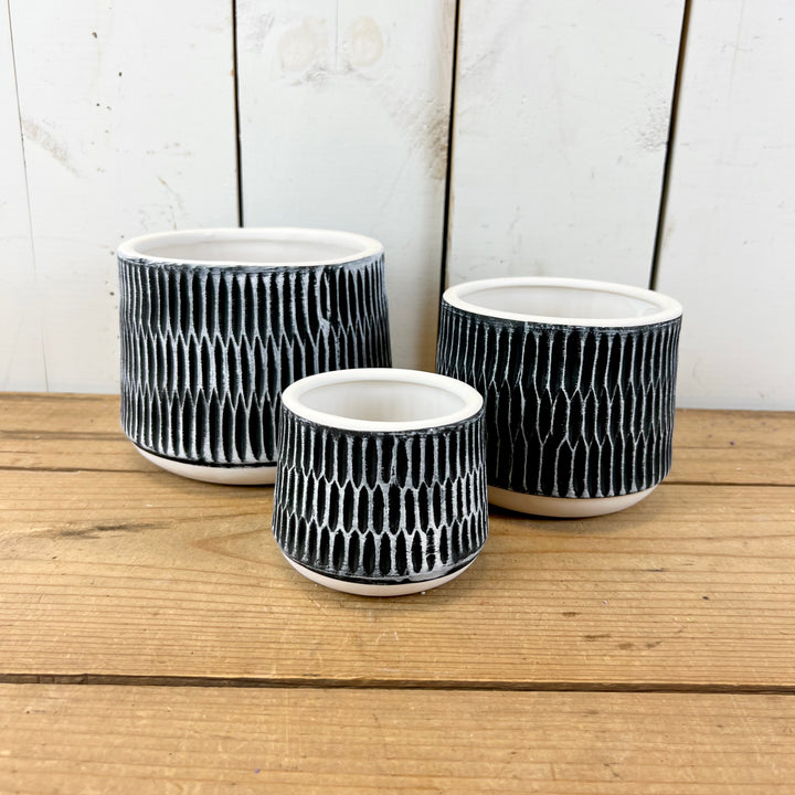 Black and White Textured Pots