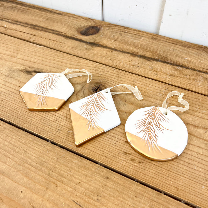 Gold Feather Ornaments