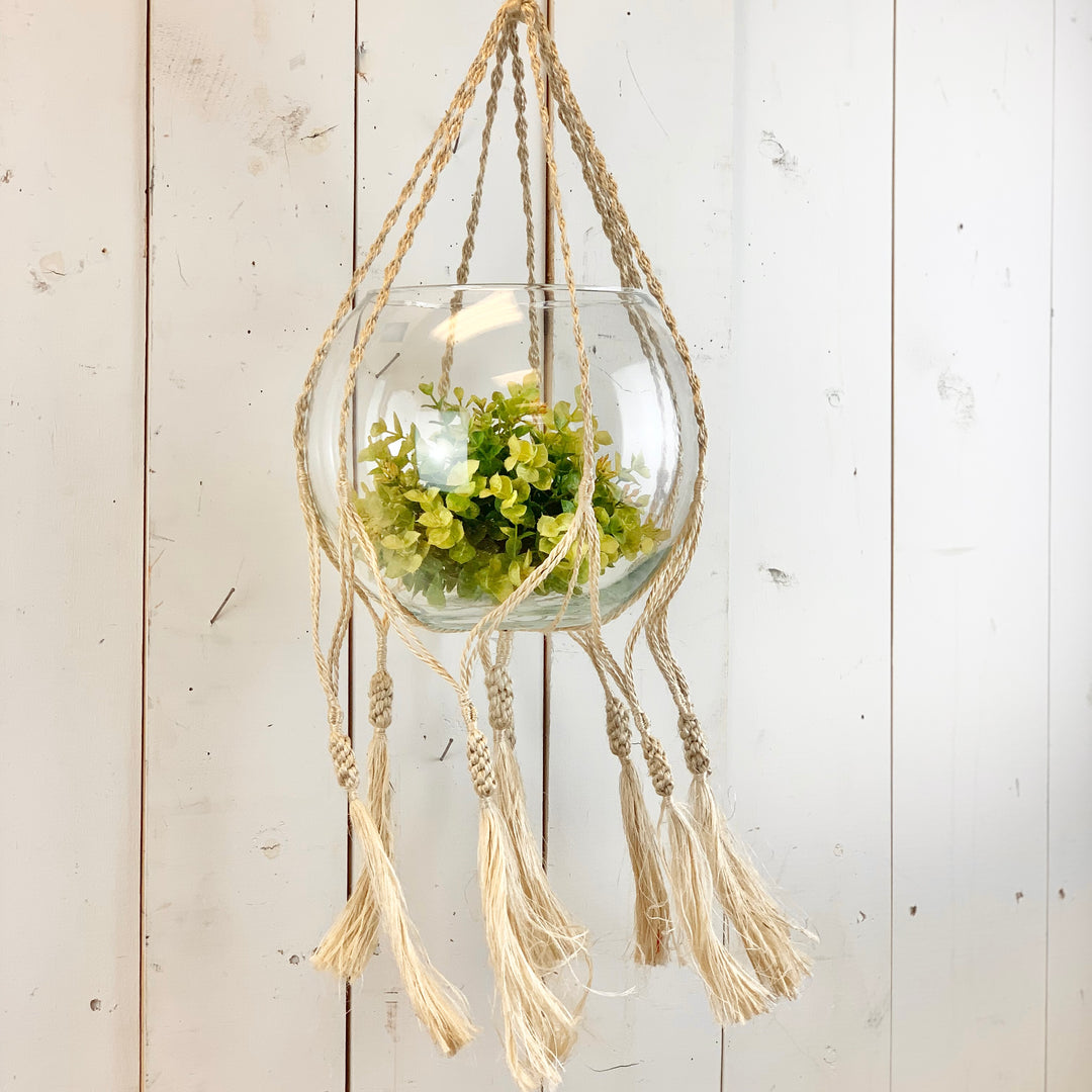 Ivory Macramé Hanger with Tassels