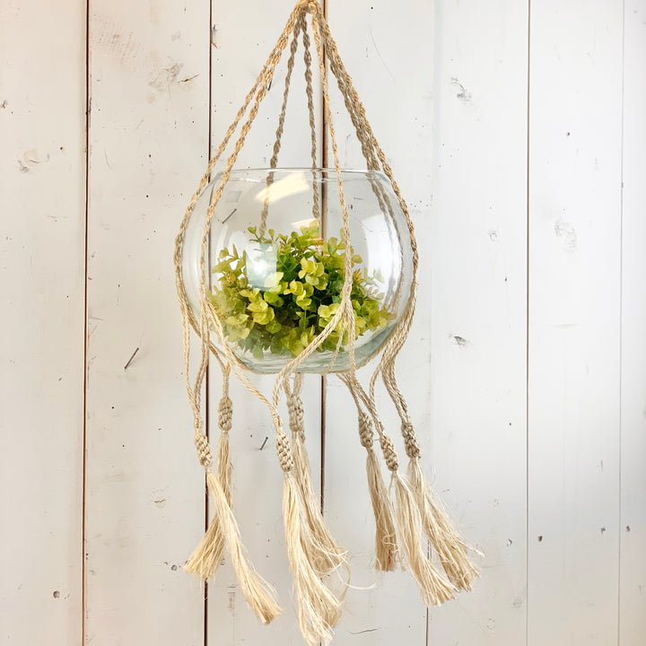 Ivory Macramé Hanger with Tassels