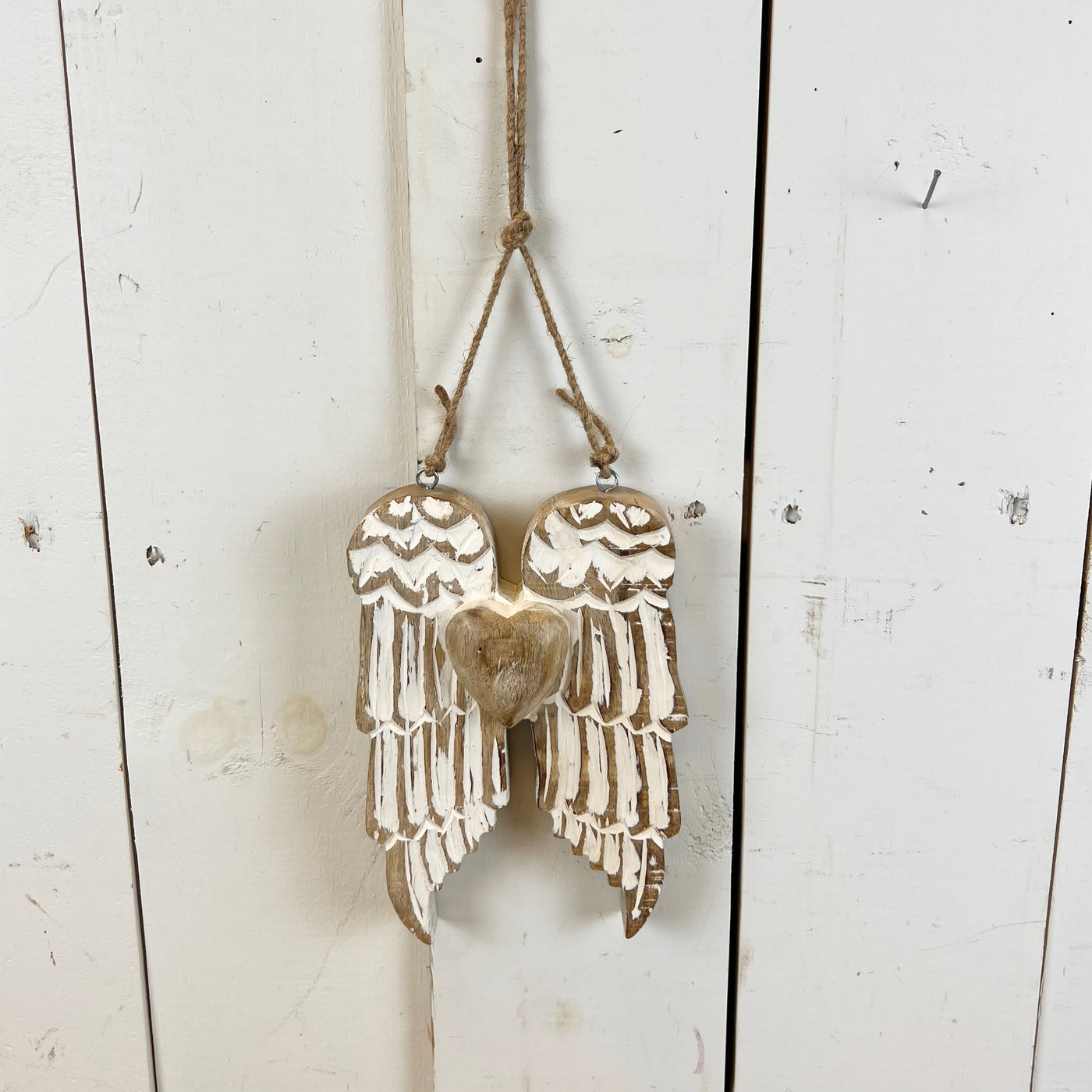 Mango Wood Angel Wings with Heart