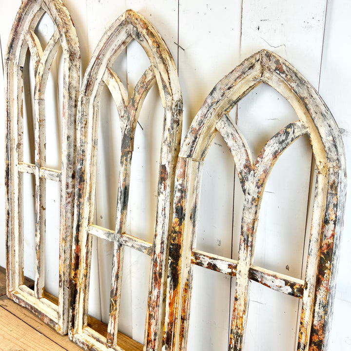 Distressed Cream/Rust Church Windows