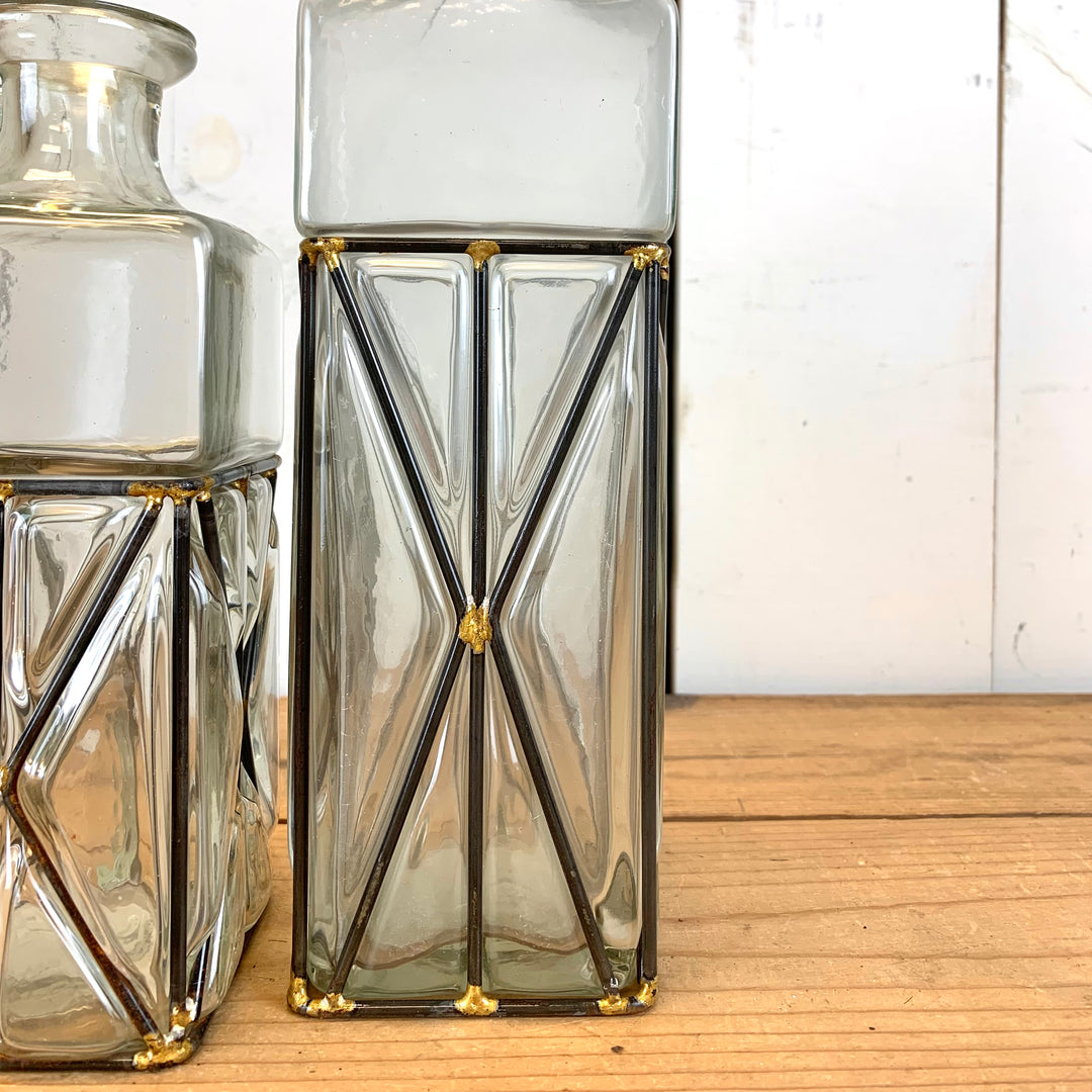 Metal and Gold Glass Vases