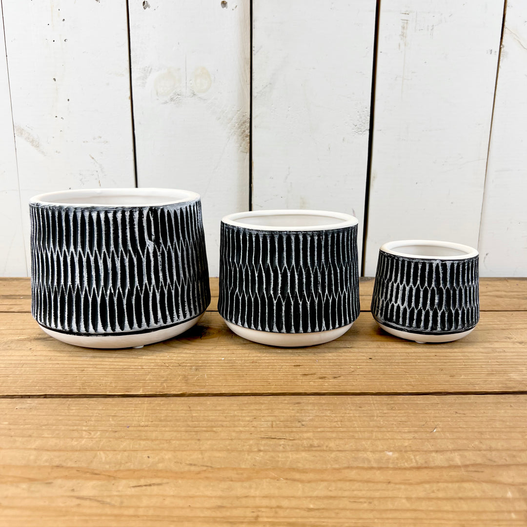 Black and White Textured Pots