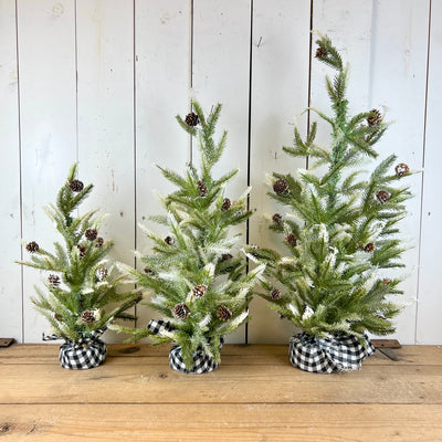 Glitter Trees with Plaid Wrapped Base