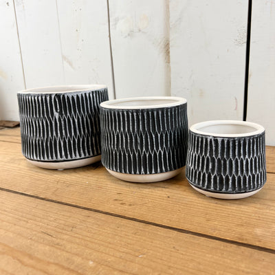 Black and White Textured Pots