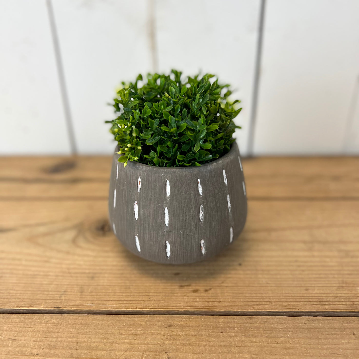 Terracotta Planter with Hand-Painted Lines