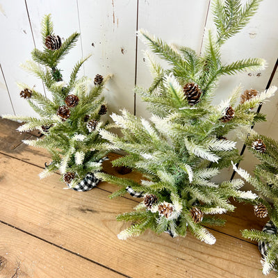 Glitter Trees with Plaid Wrapped Base