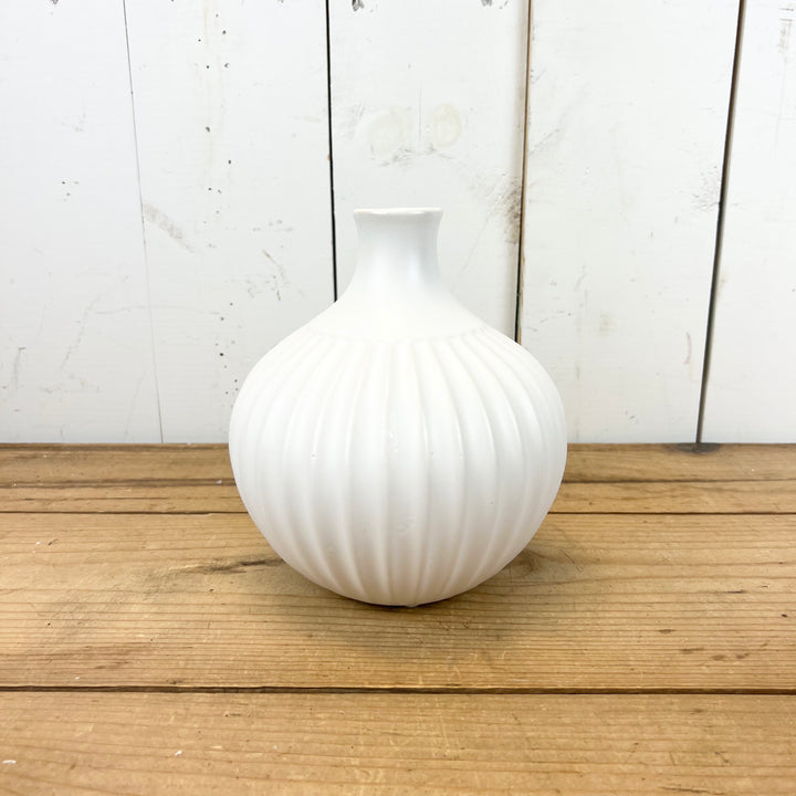 Ribbed White Vases