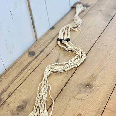 Ivory Macramé Hanger with 1 Tier of Black Beads