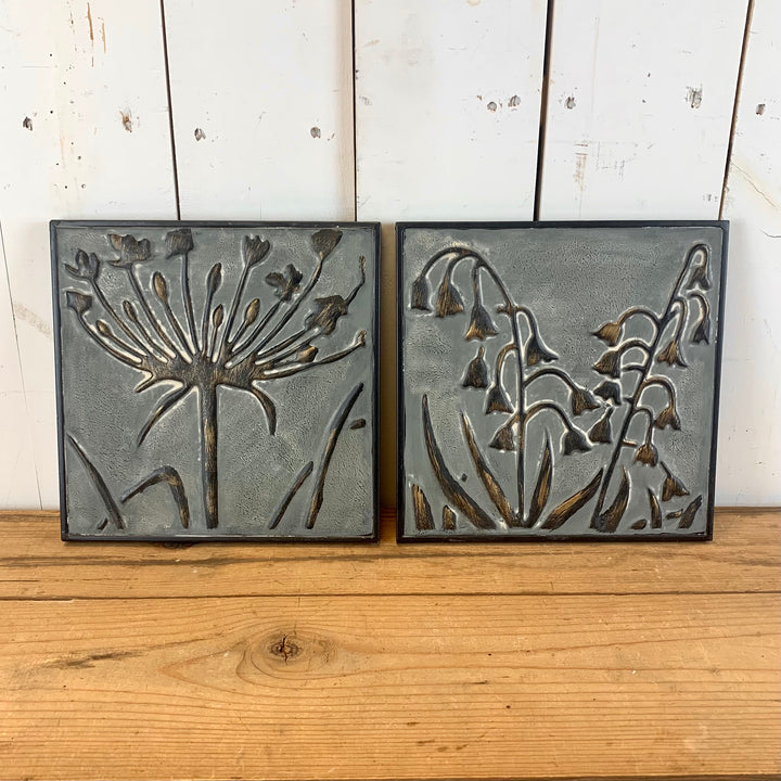 Grey Embossed Floral Prints - Set of Two