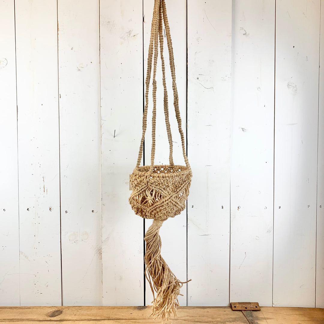 Tan Macramé Basket Hanger