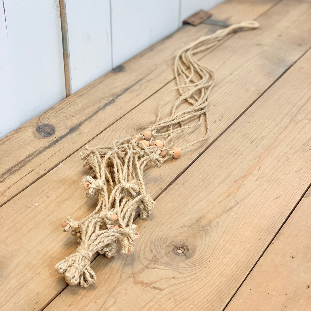 Tan Macramé Hanger with Terracotta Beads