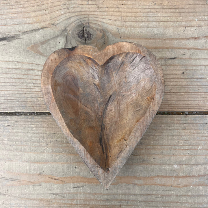 Mini Wooden Heart Dough Bowls