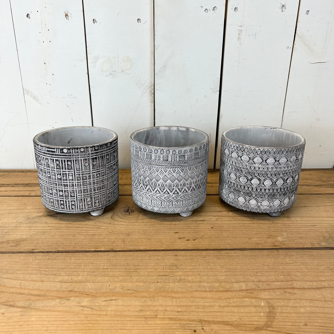 Gray Geometric Print Pot, Three styles