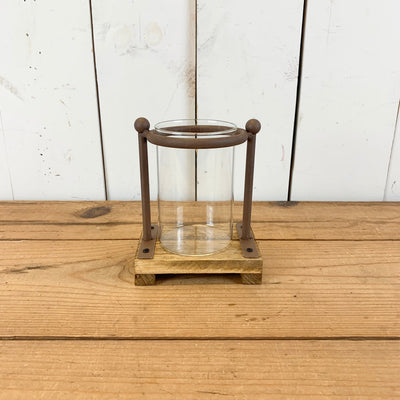 Glass Vase with Wood Base