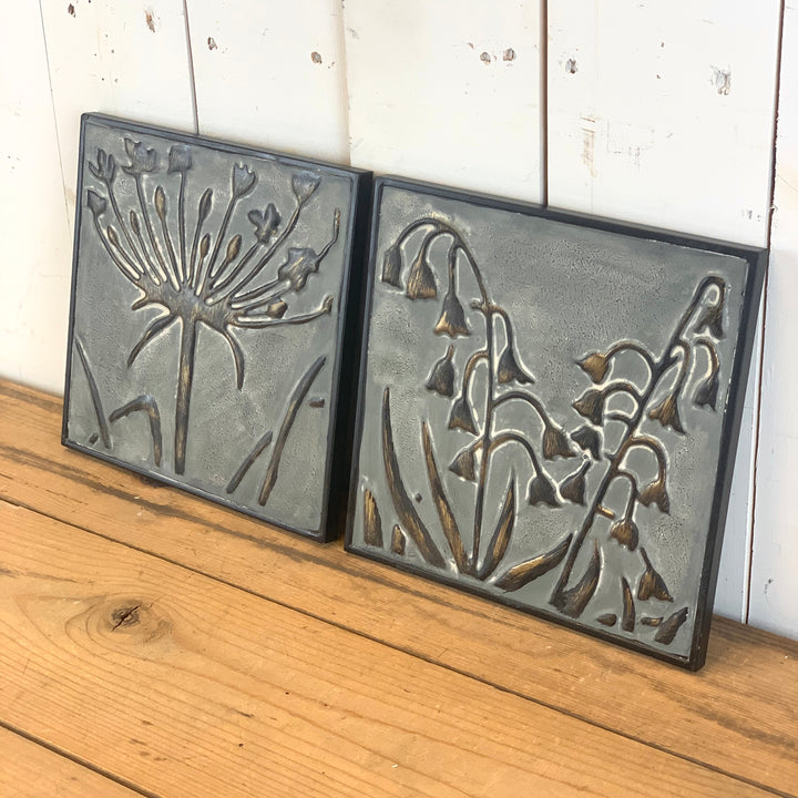 Grey Embossed Floral Prints - Set of Two