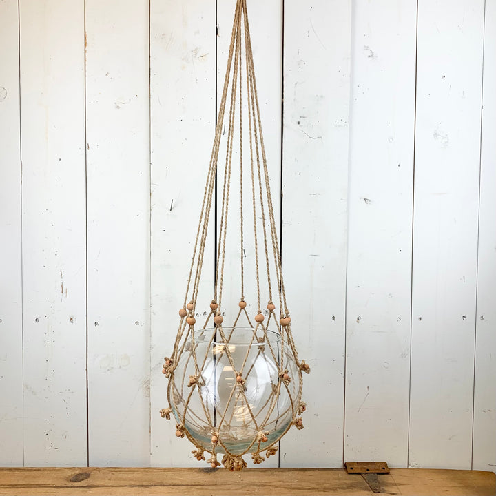 Tan Macramé Hanger with Terracotta Beads