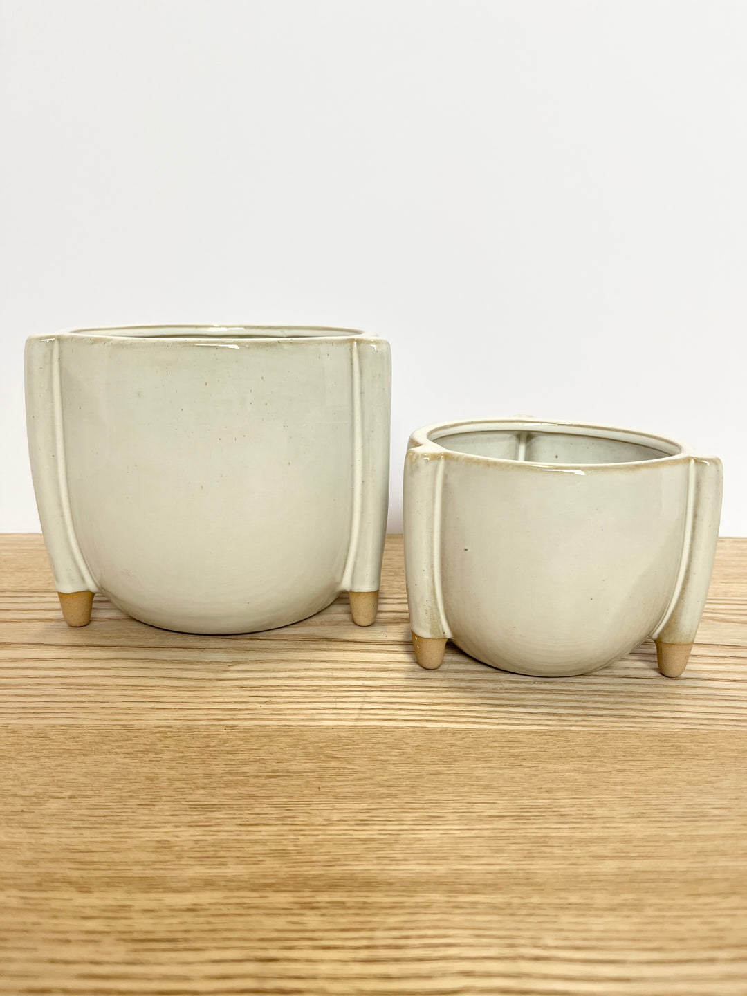 Stoneware Footed Planter with Reactive Glaze - Two Sizes