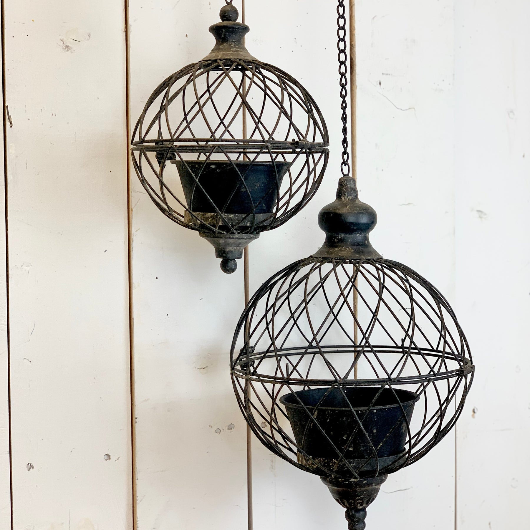 hanging orb sphere garden planter Black Sphere Hanging Planters – Prairie in Bloom