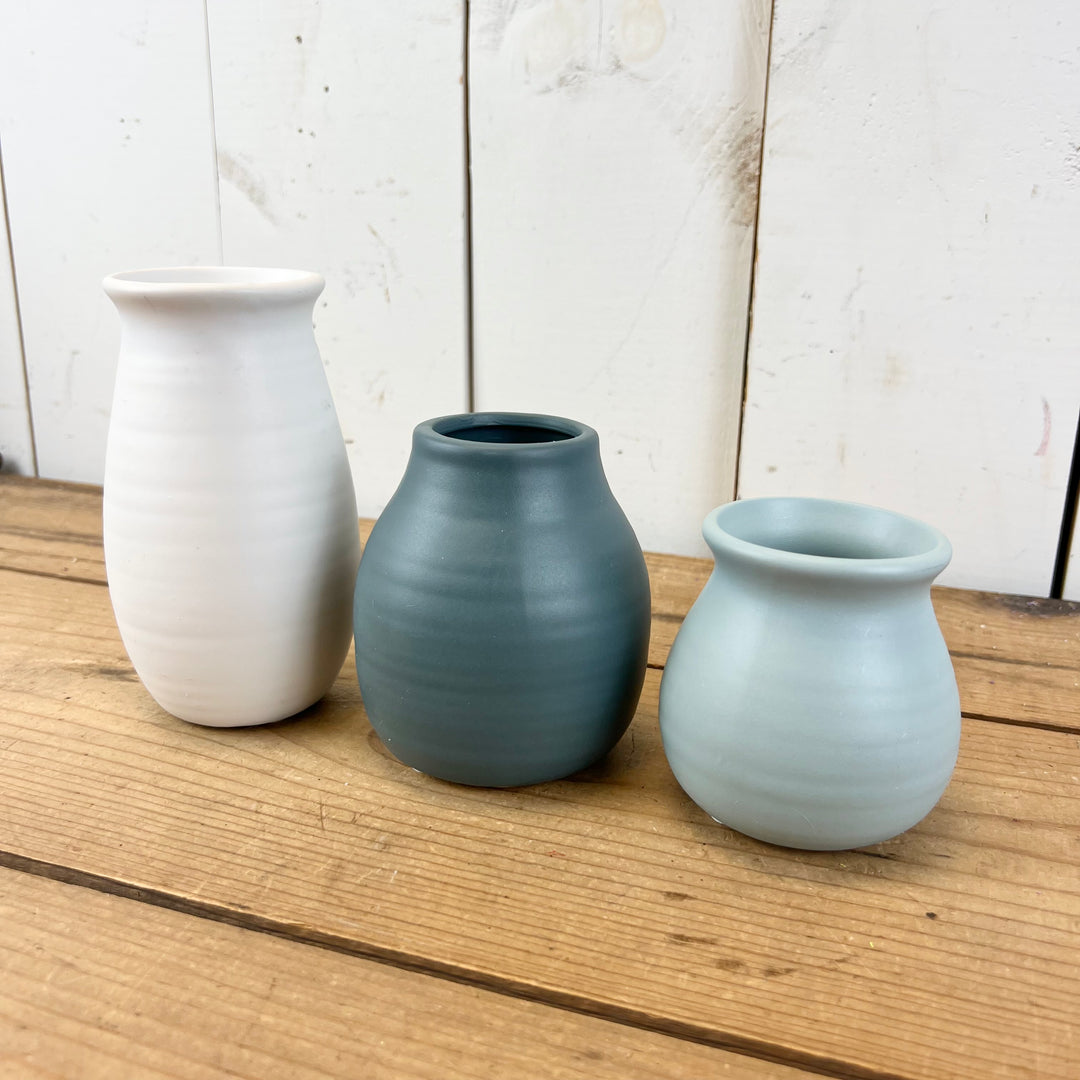 Small Blue Toned Bottle Vases