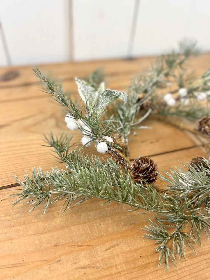 Pine Leaf and Berry Candle Ring Collection
