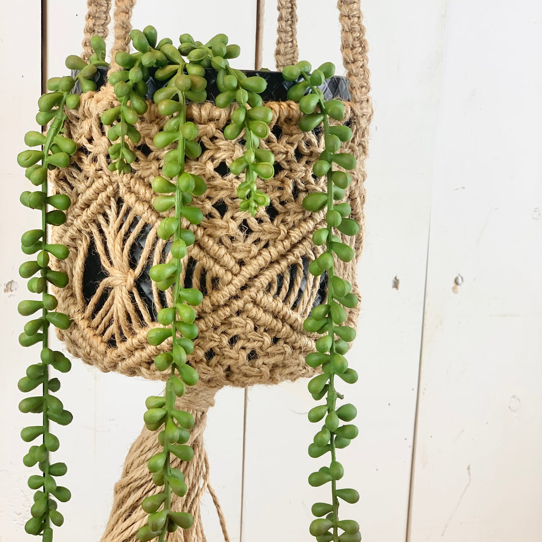 Tan Macramé Basket Hanger