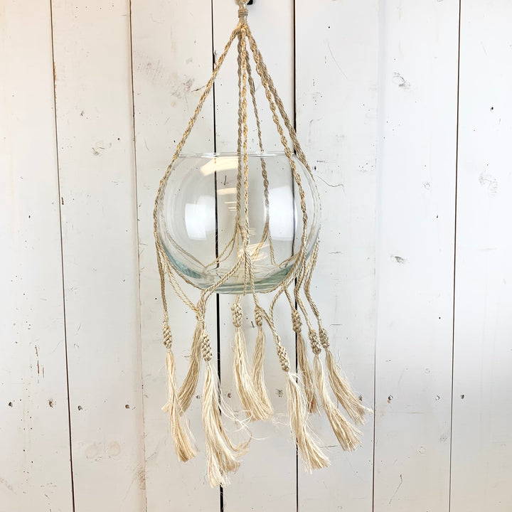 Ivory Macramé Hanger with Tassels