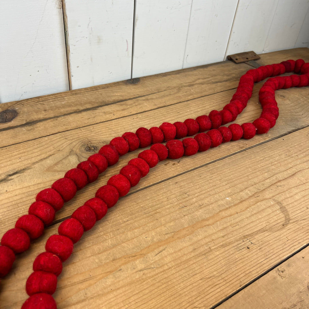 Red Wool Felt Bead Garland