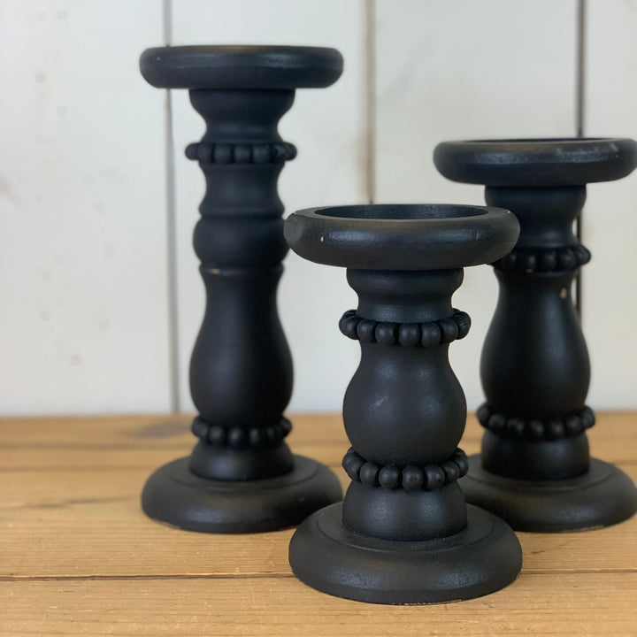 Black Beaded Candle Holders