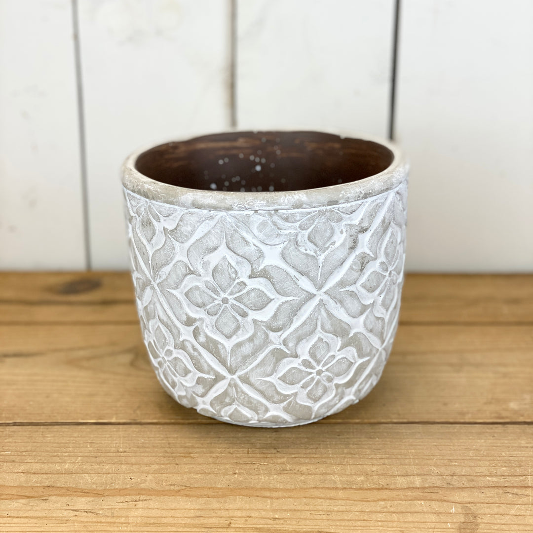 Patterned Cement Pot, two sizes available
